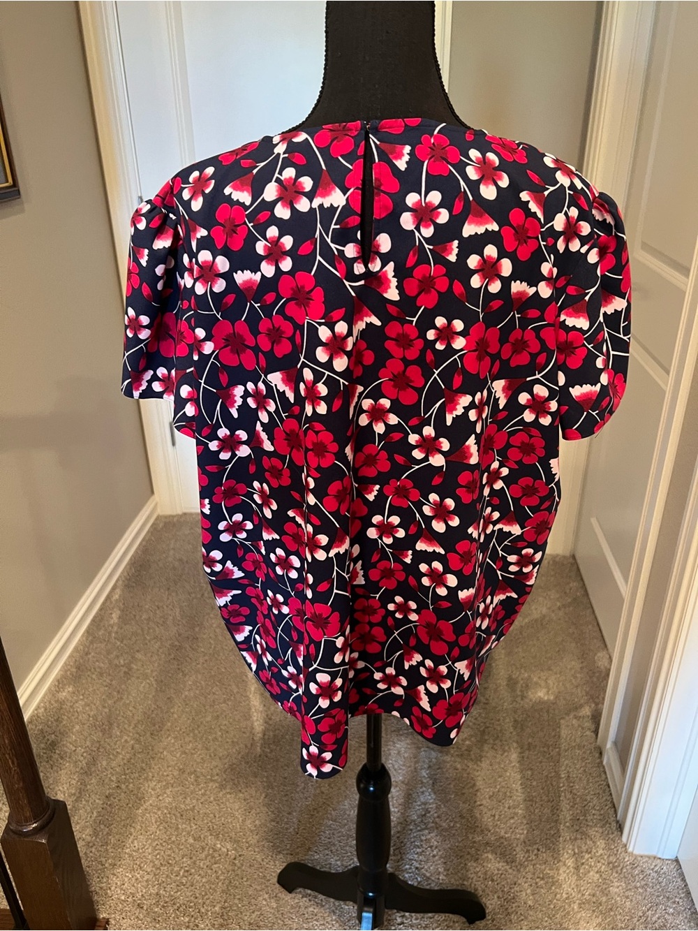 Draper James Navy Floral Short-Sleeve Blouse with Pink & White Flowers - Picture 5 of 9
